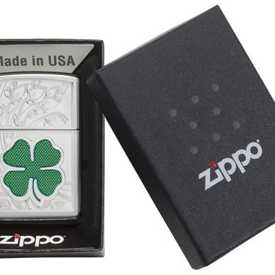 Bật lửa Zippo  Clover High Polish Chrome Design 24699