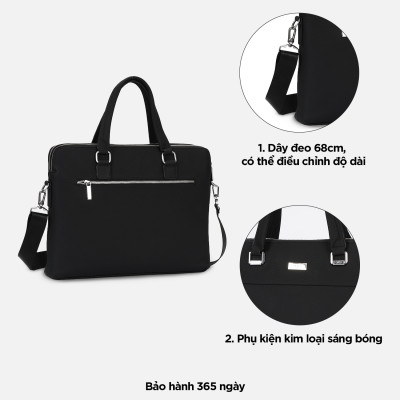 Túi đựng laptop 14 inch da thật, túi xách công sở nam nữ đựng tài liệu A4 IDIGO MB1 - 20000