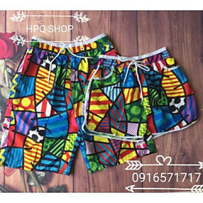 Combo 2 quần đôi đi biển xinh xắn lưng có dây rút