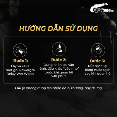 Khăn lau mini đa năng hỗ trợ nam giới Powergra Wet Wipes - Hộp 10 cái