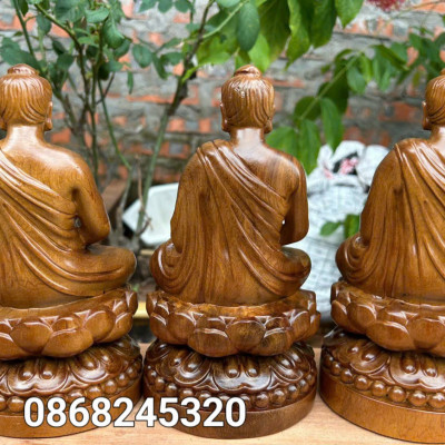 Tượng phật bổn sư thích ca mẫu ni bằng gỗ bách xanh thơm ngọt kt 20×12cm 