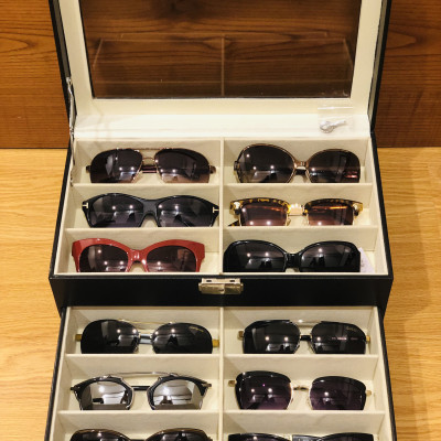 Hộp Đựng Mắt Kính 12 Cái SAIKE SAIKE S838 Bọc Da Màu Đen 2 Tầng