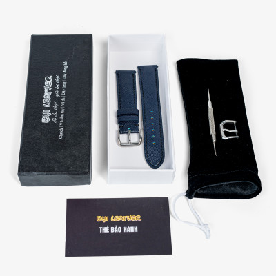 Dây đồng hồ nam da Saffiano Bụi Leather D112 - Da bò thật khâu tay thủ công cao cấp - Bảo Hành 12 tháng