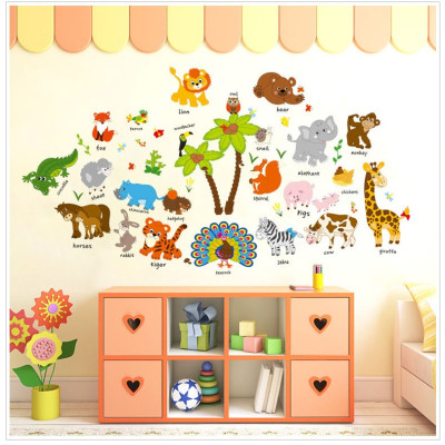 Decal trang dán tường vườn thú tiếng anh 3 AmyShop (68 x 126 cm)