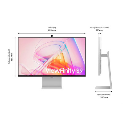 Màn Hình Samsung ViewFinity S9 5K LS27C900PAEXXV (27 inch - IPS - 5K - 60Hz - 5ms- Speaker - Webcam) - Hàng Chính Hãng