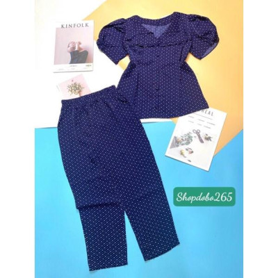 Đồ bộ nữ,đồ ngủ mặc nhà lửng 9 tấc vải lụa mango BL 49 họa tiết dễ thương size 47-60kg.