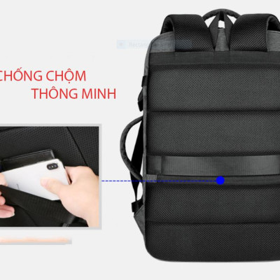 Ba lô nam thông minh đa năng siêu cao cấp nam sạc USB tiện dụng chứa máy tính 14 đến 17 inh - xám đá