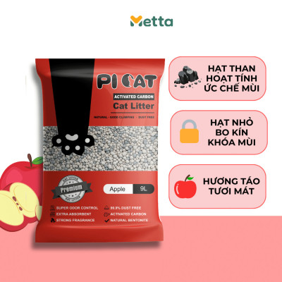 9L Cát đất sét mix than hoạt tính vệ sinh cho mèo Picat ít bụi-thấm hút tốt-vón cục chặt khử mùi tốt túi 9L