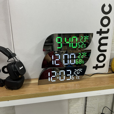 Đồng hồ LED Mặt Gương để bàn Nhiệt độ, Độ ẩm - L08