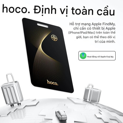 Thiết bị định vị Hoco E92 tích hợp pin, có thể sạc lại bằng sạc không dây, chống nước IP68, dạng thẻ siêu mỏng, định vị toàn cầu chống thất lạc - Hàng chính hãng
