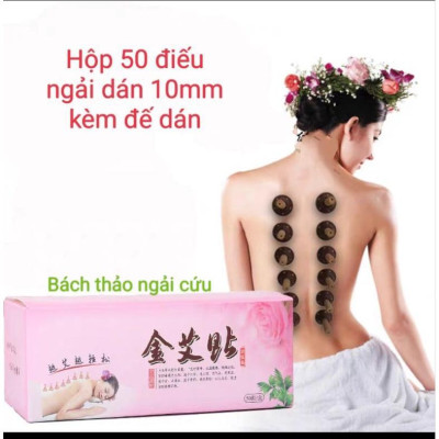 Điếu Ngải Dán, Nhang Ngải Cứu Hộp 50 Điếu Kèm Đế dán 7mm, 10mm Spa Dưỡng Sinh
