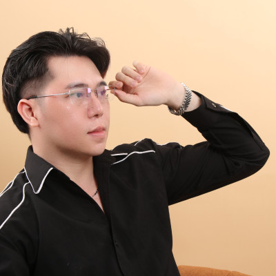 Gọng kính titanium LS9002 nửa khung thời trang nam cao cấp siêu nhẹ siêu bền OURESS