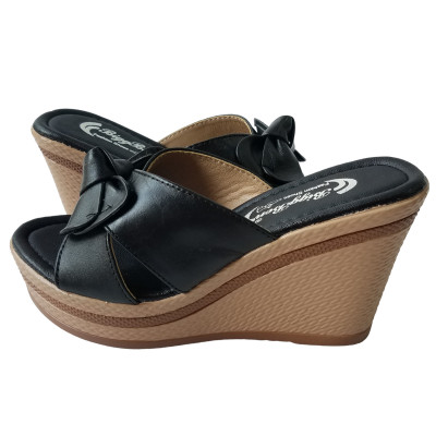 Dép Đế Xuồng Nữ BIGBEN Da Bò Thật Cao 9 Phân DX55