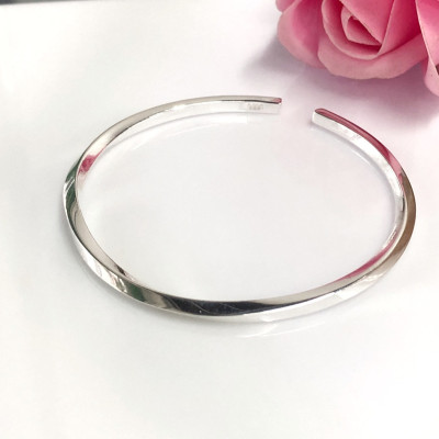 Vòng Tay, Lắc Tay Nữ Bạc Nguyên Chất S99 Trơn Xoắn Bản Đặc Bóng Đẹp Bạc Hiểu Minh LTU582