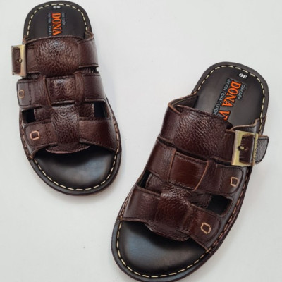 DÉP NAM BA QUAI DA BÒ,QUAI CÓ GẮN KHUY ĐẸP MẮT 