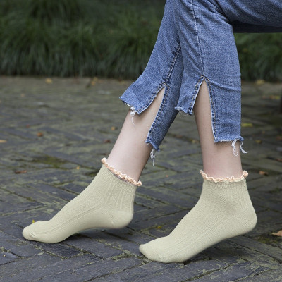 Vớ Tất Nữ Cotton Thoáng Mát Viền Bông