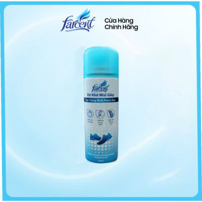 Chai xịt khử mùi hôi giày dép nano bạc Farcent 220ml lưu hương 24h, chuyên dùng làm thơm giày