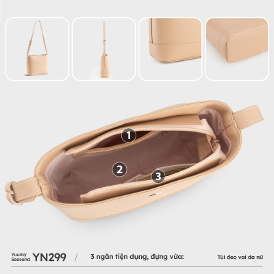 Túi Yuumy (Thời trang nữ form cứng dáng vuông size 22 - Túi đeo vai da Seasand YN299)