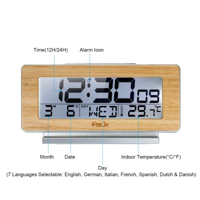 Đồng hồ có đèn nền đa chức năng, báo thức, nhiệt kế,..