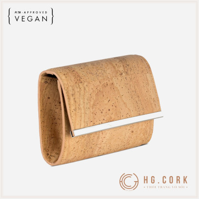 Túi Clutch Nữ Cao Cấp CORK CLUTCH 2 in 1 Cầm Tay, Đeo Vai - HGcork Corkor CK250 - Vật liệu da cork thực vật thuần chay - Sản phẩm Handmade, Sản xuất tại Bồ Đào Nha
