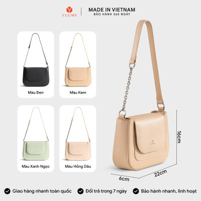 Túi Yuumy (Thời trang nữ nắp gập bo viền tối giản size 22-  Túi đeo vai da Seasand YN342)
