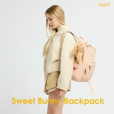 Balo nữ thỏ bông jellycat bunny cao cấp NATOLI nhiều ngăn đi học cute phong cách hàn quốc - BST Sweet Bunny Backpack B28