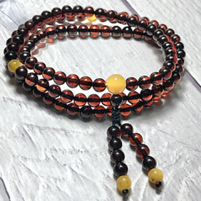 Chuỗi Hổ Phách 108 hạt Baltic huyết đỏ 6mm cao cấp