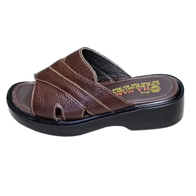 Dép Nam Quai Ngang Da Bò Thật HÀ NAM Đế Cao Dành Cho Người Thấp DN2042