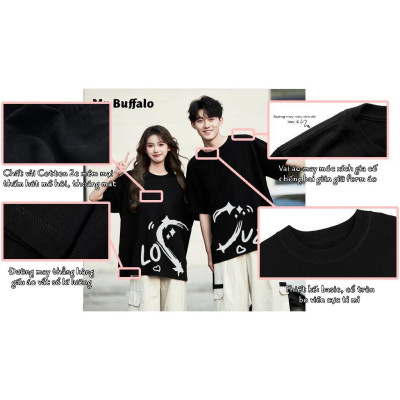 Áo Thun Đôi, Cặp Mr.Buffalo "Love Baby" Tshirt Cotton 100% có bigsize Unisex Local Brand B14B15