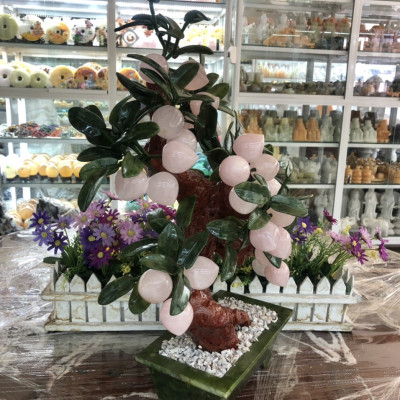 Cây Đào phong thủy đá thạch anh hồng 28 quả - Cao 50 cm