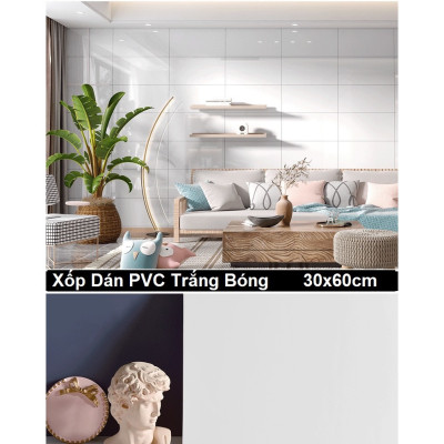 Bộ 10 Tấm Xốp Dán Tường 3D PVC Lá Hồng 60x30cm Keo Sẵn Dày 2,5mm Cao Cấp, Sang trọng