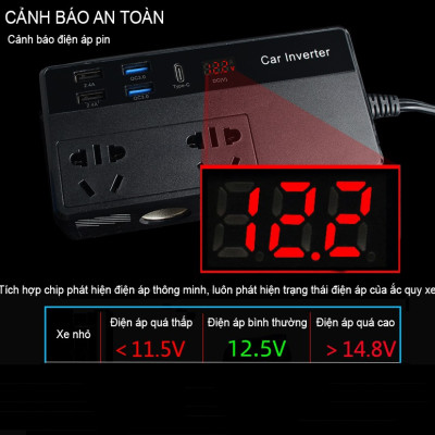 Bộ Chuyển Đổi Nguồn Điện DC 12V Sang AC 110V/220V 200W - Hàng Nhập Khẩu