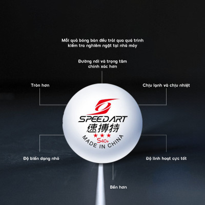 Quả Bóng Bàn Tập Luyện Speed Art Cao Cấp - 100 Quả Bóng Trắng - Tiêu Chuẩn ITTF Tập Luyện