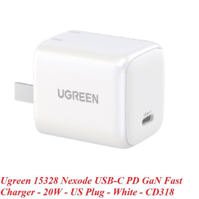 Ugreen UG15328CD318TK 20W Bộ sạc nhanh Nexode GaN USB type c PD3.0 qc4.0 Màu Trắng Chuẩn cắm US - HÀNG CHÍNH HÃNG