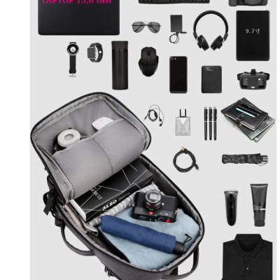 Ba lô nam thông minh đa năng siêu cao cấp nam sạc USB tiện dụng chứa máy tính 14 đến 17 inh - xám đá