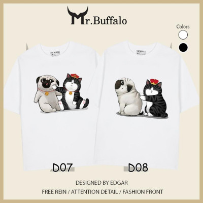 Áo Thun Mr.Buffalo đôi, cặp Tshirt Cotton 100% Unisex Form Oversize Local Brand D07D08