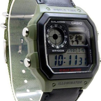 Đồng Hồ Casio Nam Dây Da Phối Vải AE-1200WHB-3BVDF