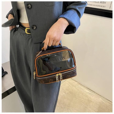 Túi đựng mỹ phẩm trong suốt đa năng đi du lịch, túi đựng đồ cá nhân hai tầng