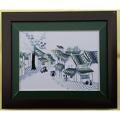 TRANH THÊU TAY - PHONG CẢNH HÀ NỘI -THÁP RÙA HỒ GƯƠM - CHÙA 1 CỘT -PHỐ CỔ