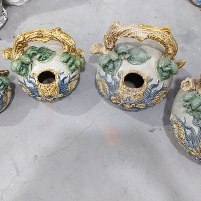 Bình vôi men rạn đắp nổi gốm Gia Hưng Bát Tràng( nhiều kích cỡ)