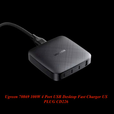 Ugreen UG70869CD226TK 100W 4port USB-C Màu đen Bộ sạc nhanh để bàn 4 cổng USB-C - HÀNG CHÍNH HÃNG