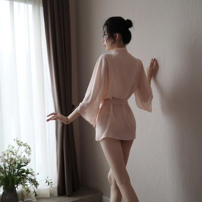 Áo choàng ngủ đơn giản kiểu nhật có 2 túi chất vải voan mỏng mềm nhẹ CDAN80