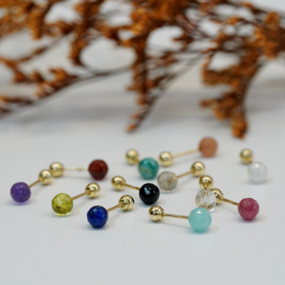 Bông Tai Vàng 14KY Đính đá thiên nhiên - MOON Jewelry