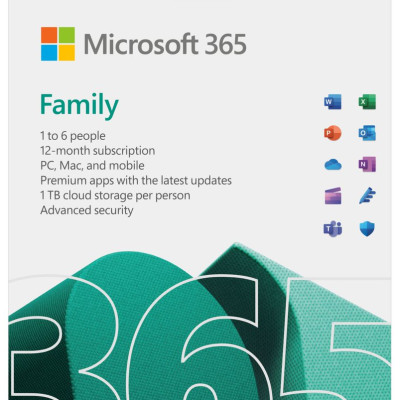 Phần mềm Microsoft 365 Family 6GQ-01896 / EP2-36878  | 12 tháng | Dành cho tối đa 6 người | 5 thiết bị/tài khoản| Word, Excel, PowerPoint | 1TB OneDrive