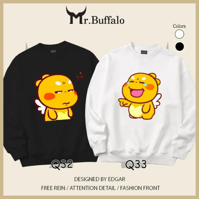 Áo Sweater cặp đôi Qoobee Q32-Q33 dễ thương Mr.Buffalo