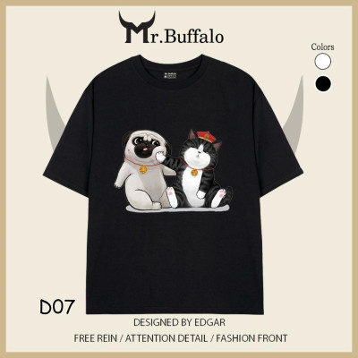 Áo Thun Mr.Buffalo đôi, cặp Tshirt Cotton 100% Unisex Form Oversize Local Brand D07D08