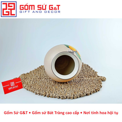 Lọ hoa dáng vò vẽ cam Gốm Sứ G&T