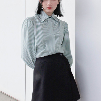 LAAS Somi tay phòng sọc xanh dịu dàng thanh lịch nữ tính