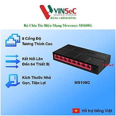 Bộ Chia Mạng Mercusys MS108G 8 Cổng 10/100/1000 Mbps - Hàng Chính Hãng