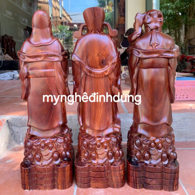 Bộ tượng phật tam đa phúc lộc thọ bằng gỗ trắc cao 50x18x12cm